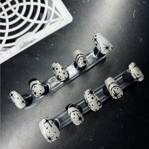 Silver and Black Starry Nail Set